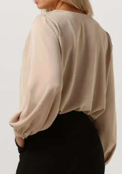 ACCESS blouses blouse with front v opening beige Best