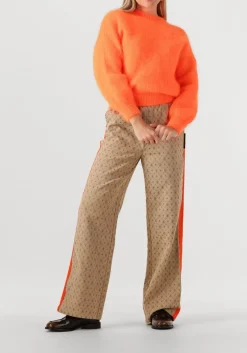 ALIX THE LABEL wijde broek ladies woven logo pants beige Online