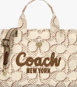 COACH handtas maxi signature canvas cargo tote beige