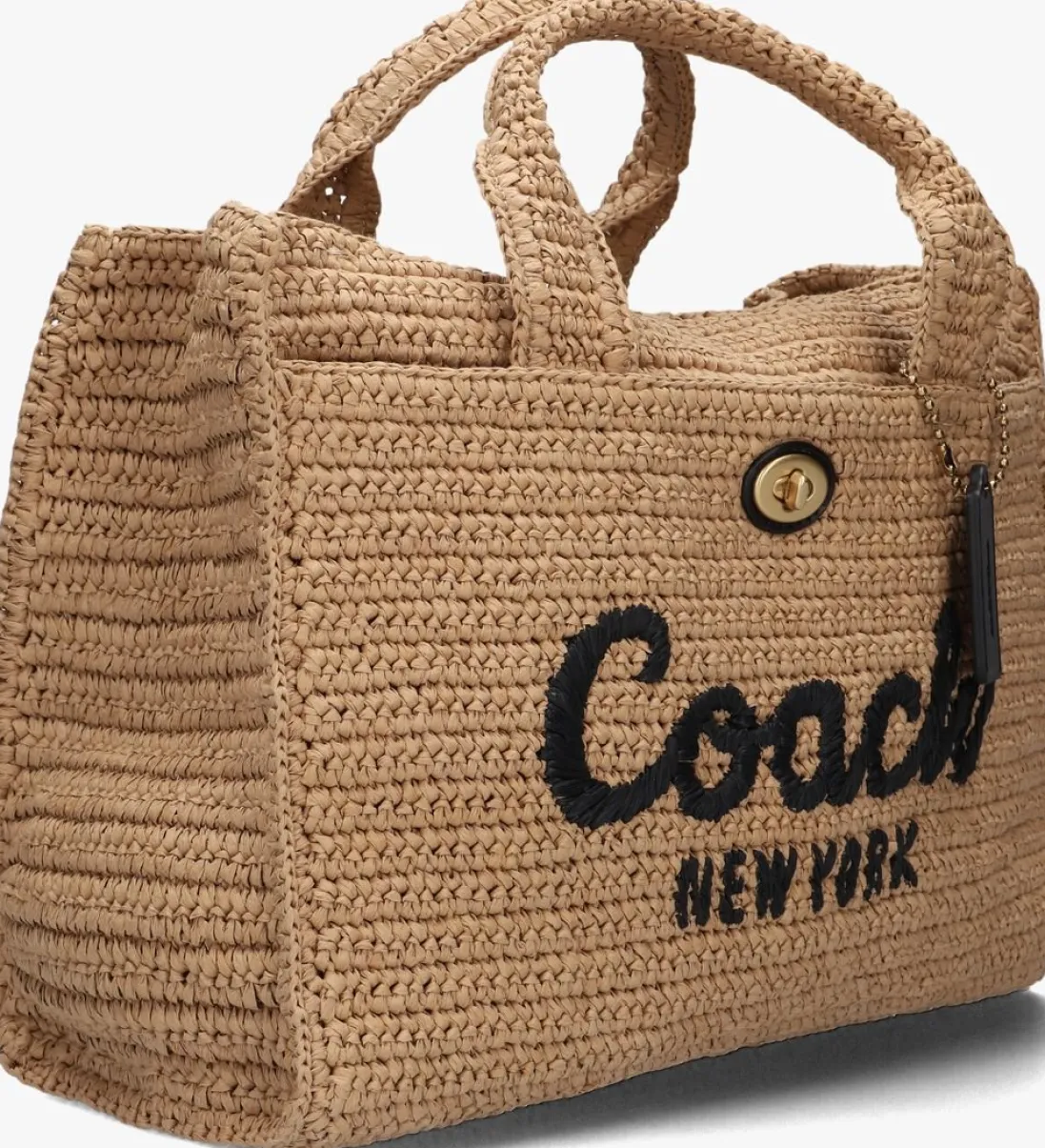 COACH handtas straw cargo tote beige Online