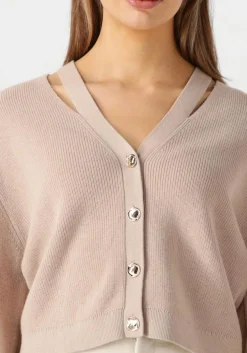 DANTE6 vest jeny rib knit cardigan beige