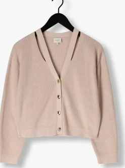 DANTE6 vest jeny rib knit cardigan beige