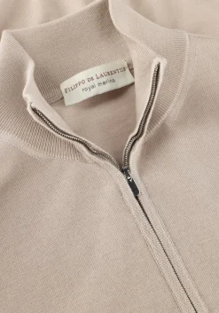 FILIPPO DE LAURENTIIS trui mezza zip ml r.merino beige New