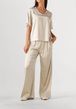 MOS MOSH wijde broek mmrita satin pant beige New