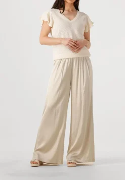 MOS MOSH wijde broek mmrita satin pant beige New