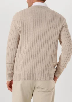 PROFUOMO trui pullover crew neck wool blend beige Outlet