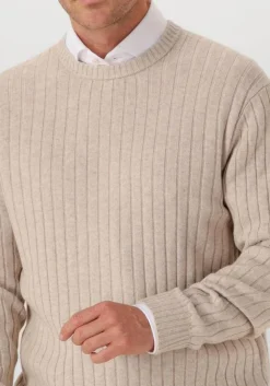 PROFUOMO trui pullover crew neck wool blend beige Outlet