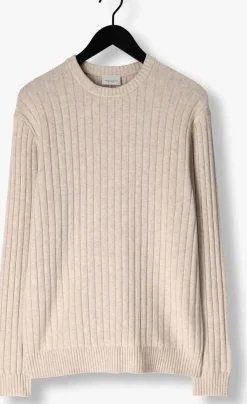 PROFUOMO trui pullover crew neck wool blend beige Outlet