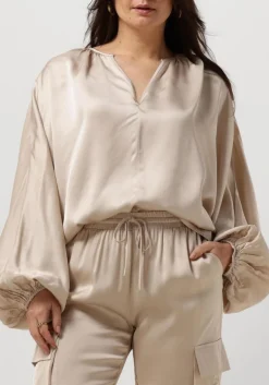 RESORT FINEST blouses satin balloon blouse beige Discount