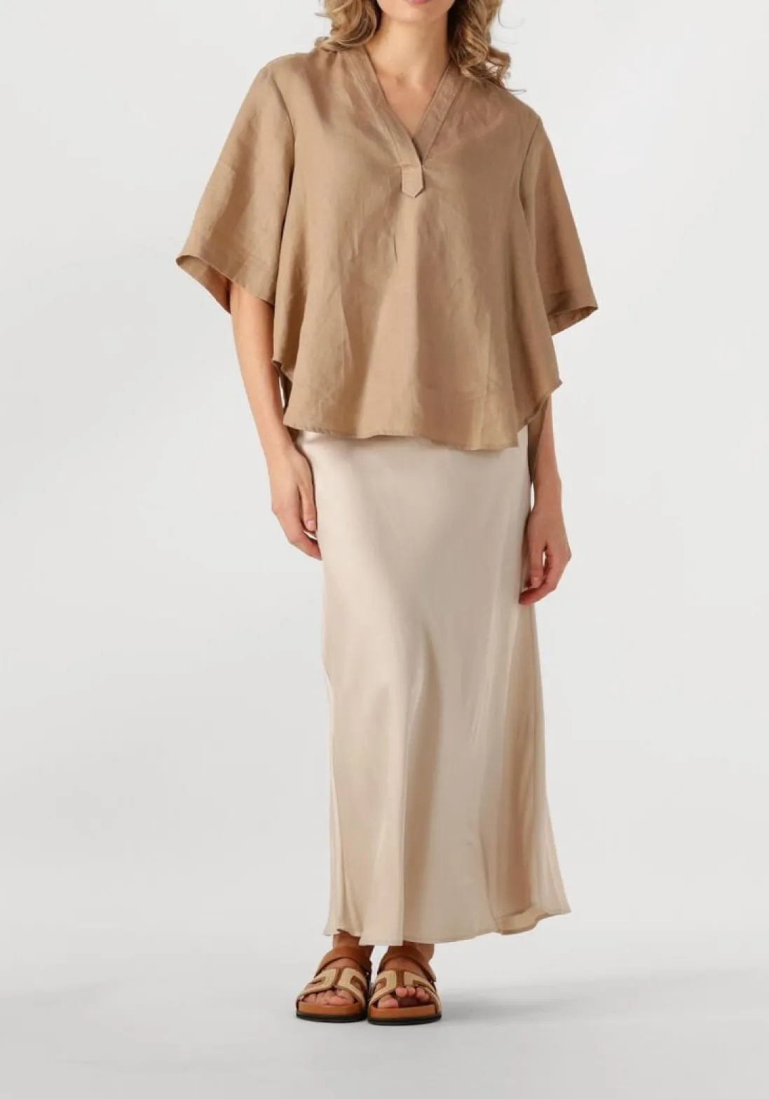 RESORT FINEST top short sleeve blouse beige Discount