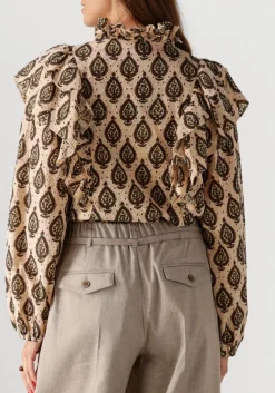 SUMMUM blouses longsleeve blouse print brodery beige Discount