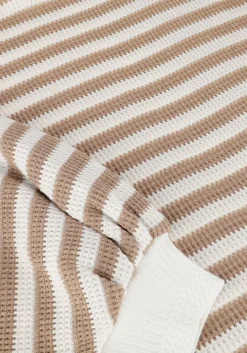 SUMMUM sweater jersey sweater waffle lurex stripe beige Outlet