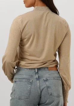 SUMMUM top smocked top fine lurex jersey beige