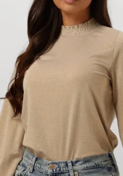 SUMMUM top smocked top fine lurex jersey beige