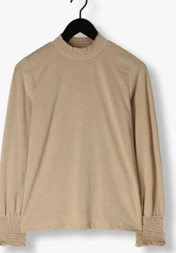 SUMMUM top smocked top fine lurex jersey beige