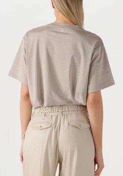 SUMMUM t-shirt boxy top soft lurex jersey beige Outlet