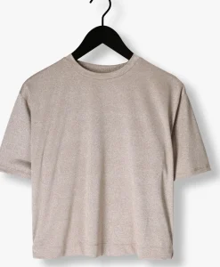 SUMMUM t-shirt boxy top soft lurex jersey beige Outlet