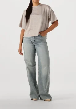 SUMMUM t-shirt boxy top soft lurex jersey beige Outlet