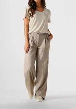 SUMMUM t-shirt v-neck top metallic coated jersey beige Online