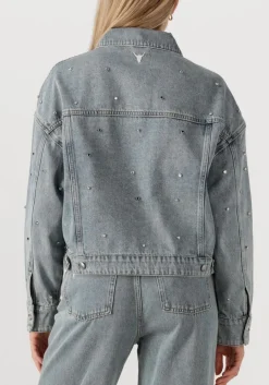ALIX THE LABEL e spijkerjas ladies woven embellished denim jacket blauw