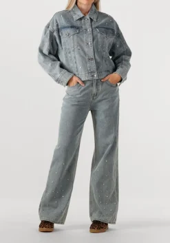 ALIX THE LABEL e straight leg jeans ladies woven embellished denim pants blauw Hot