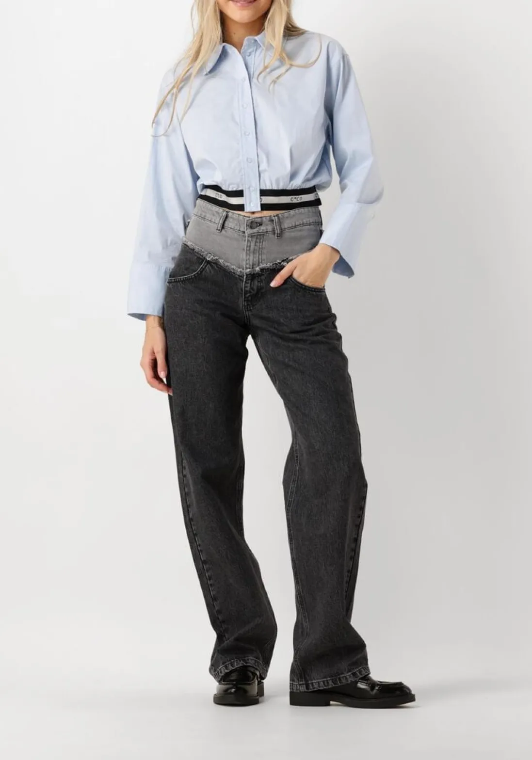 CO'COUTURE e blouses cotton crisp logo crop shirt blauw Sale