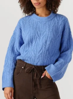 CO'COUTURE e trui benal cable o-knit blauw Outlet