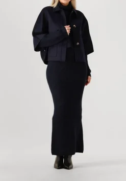 DANTE6 blauwe maxirok suzy knitted long skirt donkerblauw Discount
