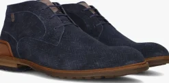 FLORIS VAN BOMMEL e veterschoenen sfm-50159 crepi blauw