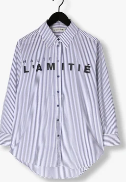 HAUTE L'AMITIÉ e haute l'amitié blouses stripe chest logo shirt blauw Discount