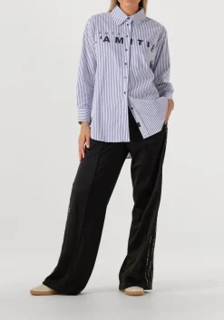 HAUTE L'AMITIÉ e haute l'amitié blouses stripe chest logo shirt blauw Discount