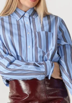 HAUTE L'AMITIÉ e haute l'amitié blouses button down stripe shirt blauw Discount