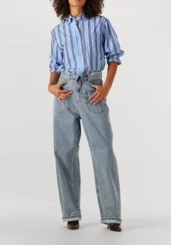 HAUTE L'AMITIÉ e haute l'amitié blouses button down stripe shirt blauw Discount