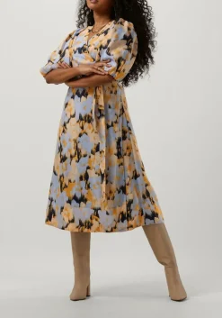 SECOND FEMALE e midi jurk marigold wrap dress blauw New