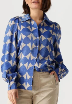 SUMMUM e blouses blouse two tone print blauw Clearance