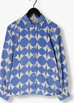 SUMMUM e blouses blouse two tone print blauw Clearance