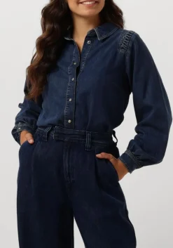SUMMUM e blouses denim blouse lightweight cotton tencel blauw Outlet