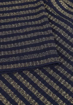 SUMMUM e top shortsleeve top lurex rib stripe blauw New