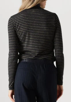 SUMMUM e tops & t-shirts turtle neck top lurex rib stripe blauw Clearance