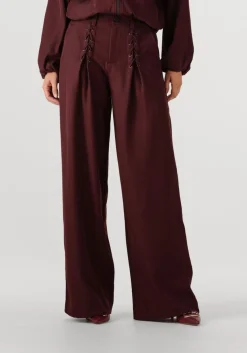 CO'COUTURE pantalon luna eyelet wide long pant bordeaux New