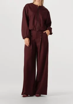 CO'COUTURE pantalon luna eyelet wide long pant bordeaux New