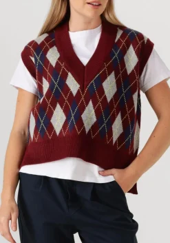 CO'COUTURE spencer row check vest bordeaux Best