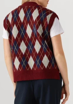 CO'COUTURE spencer row check vest bordeaux Best