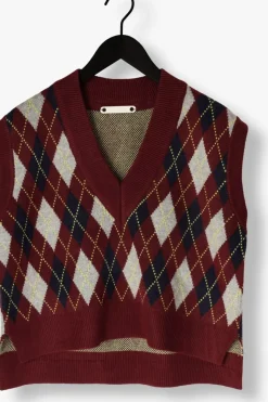 CO'COUTURE spencer row check vest bordeaux Best