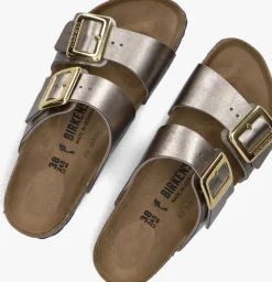 BIRKENSTOCK slippers sydney cushion buckle bronskleurig Clearance