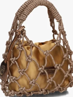 KURT GEIGER LONDON bronzen handtas sm macrame crystal bag brons New