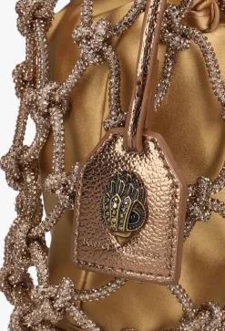 KURT GEIGER LONDON bronzen handtas sm macrame crystal bag brons New