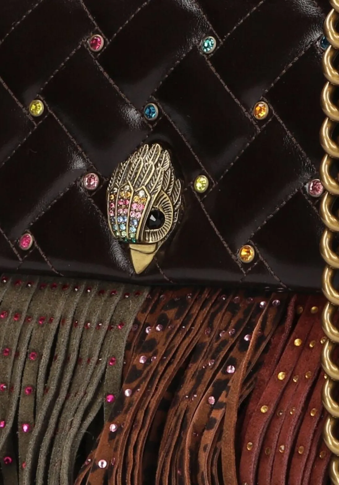 KURT GEIGER LONDON bronzen schoudertas lg kensington fringe brons Online