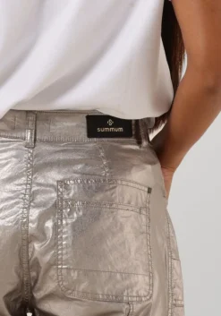 SUMMUM bronzen pantalon loose tapered pants foil coated twill brons Discount