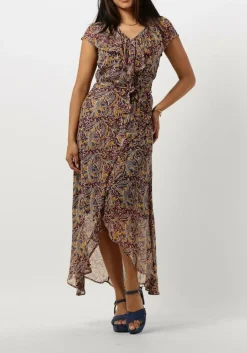 AAIKO e midi jurk esmee oriental vis 520 bruin New